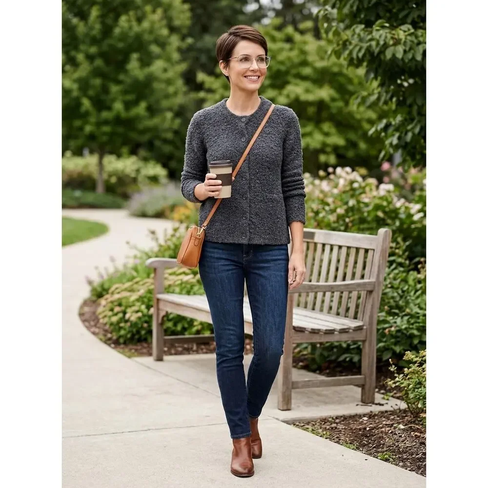 J.Crew Wool Blend Gray Button Front Cardigan Sweater Women Size S